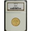 Image 1 : 1839 $5 AU55 NGC. This Choice AU half eagle displays b 