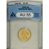 1840 $5 Narrow Mill AU55 ANACS. This straw-gold Choice 