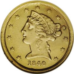 1840-C $5 --Repaired, Cleaned--ANACS. AU50 Details. Var 