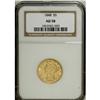 Image 1 : 1848 $5 AU58 NGC. A bright yellow-gold example that re 