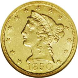 1850-C $5 Weak C AU55 NGC. Jeff Garrett and Ron Guth ( 