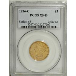 1856-C $5 XF40 PCGS. Variety 24-J. Lemon and sky-blue 