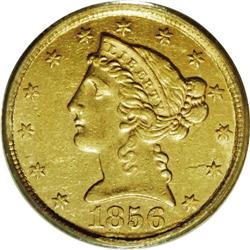 1856-C $5 AU53 PCGS. Variety 24-J. According to Doug W 