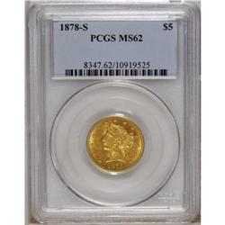 1878-S $5 MS62 PCGS. Highly lustrous and nicely struck 