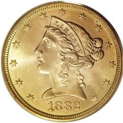 1882-S $5 MS65 PCGS. Currently reported wholesale pric 