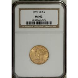 1891-CC $5 MS62 NGC. The 1891-CC, with a mintage of 20 