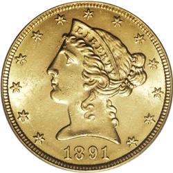 1891-CC $5 MS63 PCGS. Easily the most available of the 