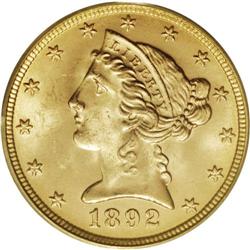 1892 $5 MS65 PCGS. High grade examples of the 1892 hal 