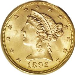 1892 $5 MS66 PCGS. Here is one of the so-called common 