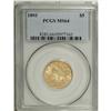 Image 1 : 1893 $5 MS64 PCGS. The frosty wheat-gold surfaces of t 
