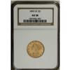 Image 1 : 1893-CC $5 AU58 NGC. A suitably struck and appealing y 