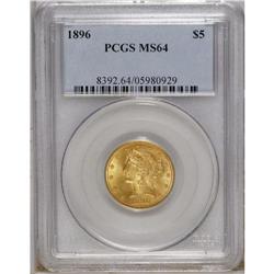 1896 $5 MS64 PCGS. Choice and boldly impressed with sa 