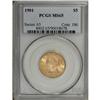 Image 3 : 1901 $5 MS65 PCGS. Sharply struck on the design featur 