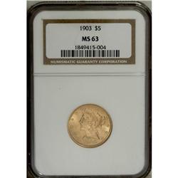 1903 $5 MS63 NGC. A highly lustrous and suitably struc 