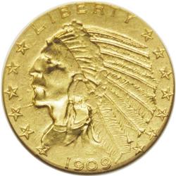 1909-O $5 --Cleaned--ANACS. AU50 Details. The mintmark 