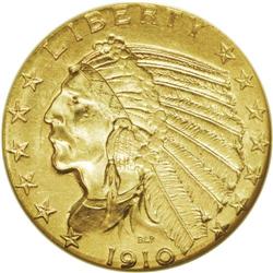 1910-S $5 MS63 NGC. Boldly struck with satiny luster a 