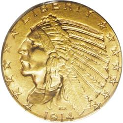 1914-S $5 MS62 PCGS. Both sides offer a deep, mellow o 