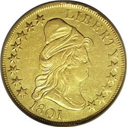 1801 $10 --Bent, Improperly Cleaned--NCS. AU Details. B 