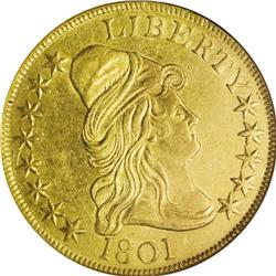 1801 $10 AU58 NGC. Breen-6843, Taraszka-25, BD-2, R.2. 