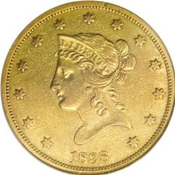 1838 $10 AU50 NGC. With only 7,200 pieces produced and 