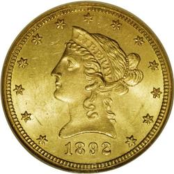 1892-CC $10 MS64 NGC. The mintage of this issue was 40 