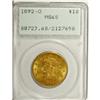 Image 1 : 1892-O $10 MS60 PCGS. A lustrous and original yellow-g 