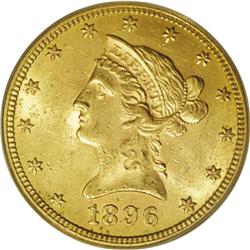 1896-S $10 MS62 PCGS. A fully lustrous and original ex 