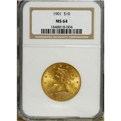 1901 $10 MS64 NGC. Booming luster, unblemished fields 