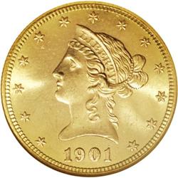 1901-S $10 MS65 NGC. A shining honey-hued example of t 