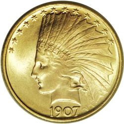 1907 $10 No Periods MS66 ICG. The lack of periods betw 