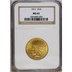 1911 $10 MS62 NGC. A well struck and softly lustrous r 
