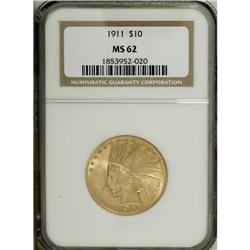 1911 $10 MS62 NGC. Shimmering luster and pretty greeni 