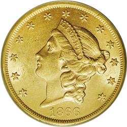 1866 $20 AU58 PCGS. While the Condition Census starts 