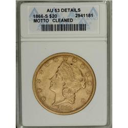 1866-S $20 Motto--Cleaned--ANACS. AU53 Details. This l 