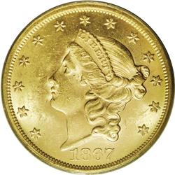 1867 $20 MS62 PCGS. Mint State examples of this Philad 
