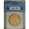 Image 1 : 1868-S $20 AU50 ANACS. Traces of luster are visible in 