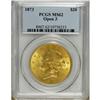 Image 3 : 1873 $20 Open 3 MS62 PCGS. Lustrous orange-gold surfac 