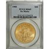 1908 $20 No Motto MS65 PCGS. A lustrous honey-gold exa 