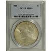 Image 1 : 1934 S$1 MS65 PCGS. Green-gold and slate-gray intermin 