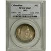 Image 1 : 1893 50C Columbian MS65 PCGS. Green-tinged silver-gray 