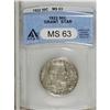 Image 1 : 1922 50C Grant with Star MS63 ANACS. Bright luster ema 