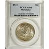 Image 1 : 1934 50C Maryland MS66 PCGS. Diffuse rose-gold, violet 