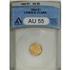 1904 G$1 Lewis and Clark AU55 ANACS. This lemon-gold c 
