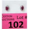 Image 1 : New Sterling Silver 1.2 CT Ruby & Diamond Earrings
