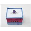 Image 2 : Amethyst & Diamond Halo Set Solitaire Ring