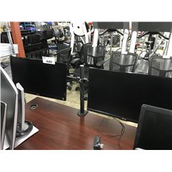 2 LG 22" LED MONITORS AND  1 DUAL MONITOR STAND