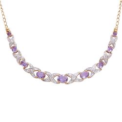 Plated 18KT Yellow Gold 4.00ctw Amethyst and Diamond Pendant with Chain