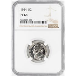 1954 Proof Jefferson Nickel Coin NGC PF68