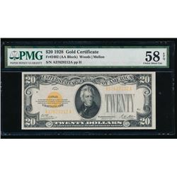 1928 $20 Gold Certificate PMG 58EPQ