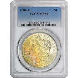 1884-O $1 Morgan Silver Dollar Coin PCGS MS64 Amazing Toning